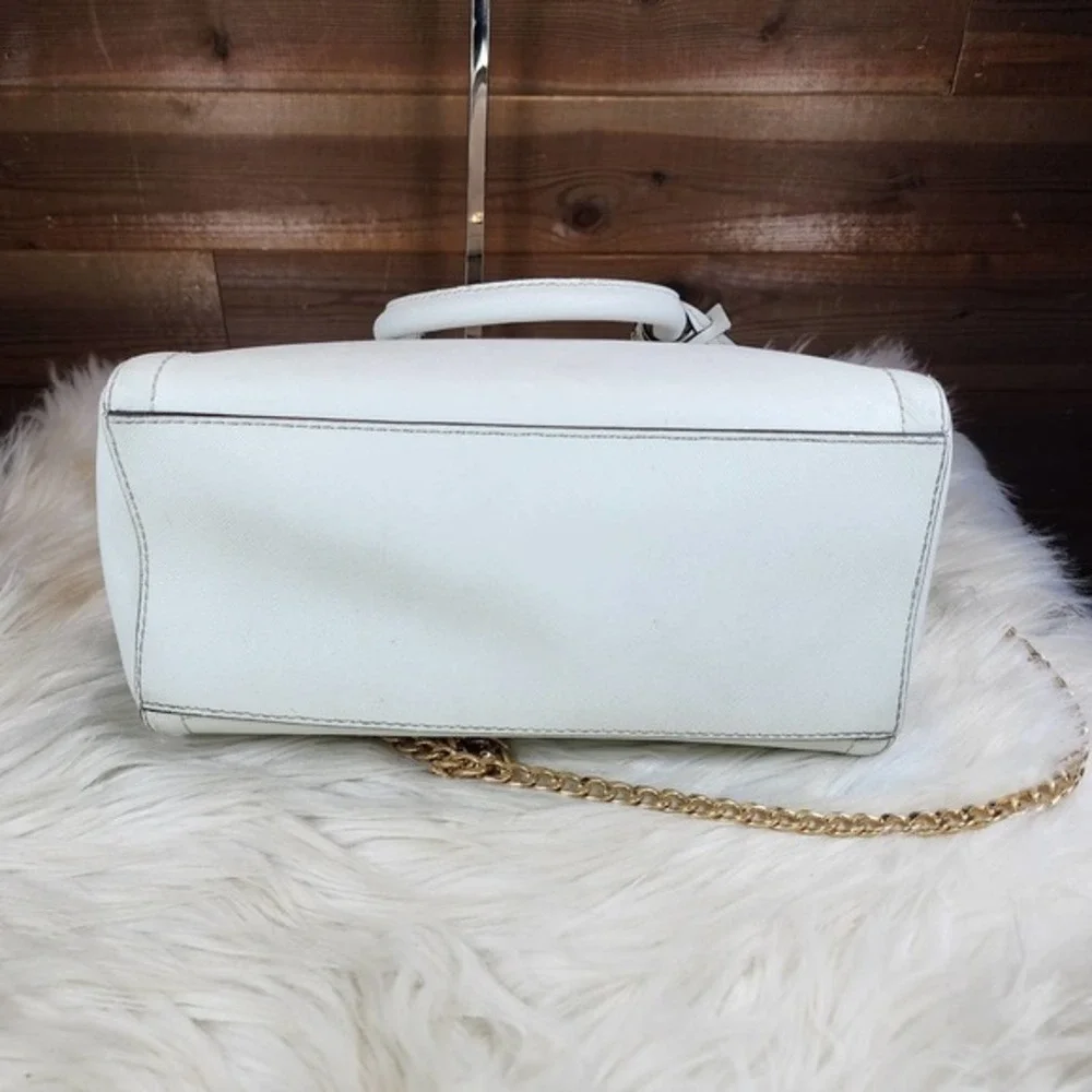 Michael Kors White Ayden Medium Saffiano Leather Satchel